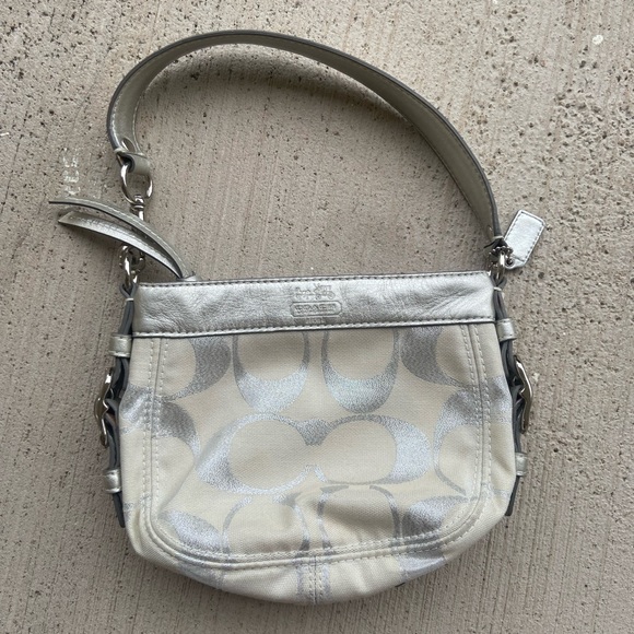 SOLD -Silver and White Coach purse - Picture 5 of 6